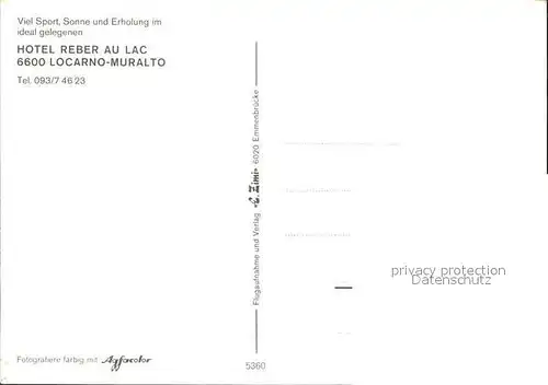 Muralto TI Hotel Reber au Lac Schwimmbad Tennisplatz / Muralto Locarno /Bz. Locarno