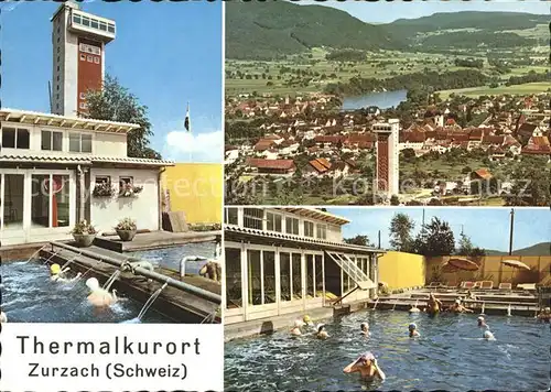 Zurzach Thermalschwimmbad Hotelturm Panorama Kat. Zurzach