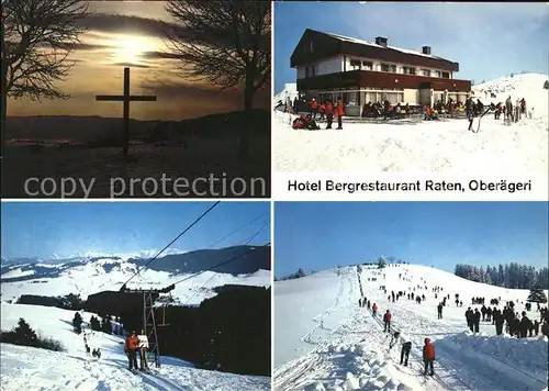 Oberaegeri Hotel Bergrestaurant Raten Skilift Sonnenuntergang Kat. Oberaegeri