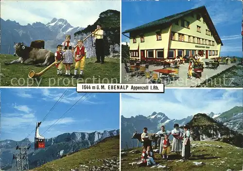 Appenzell IR Gasthaus Ebenalb Alphornblaeser Seilbahn Saentis Sennerfamilie Kat. Appenzell