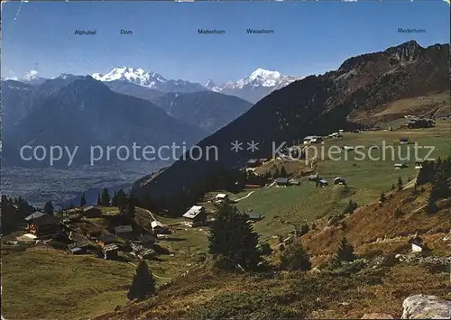 Riederalp mit Alphubel Dom Matterhorn Weisshorn Kat. Riederalp