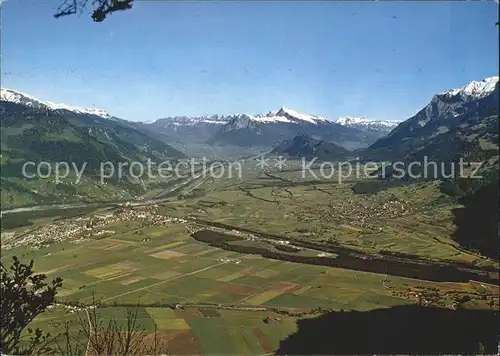 Valzeina Blick ins Rheintal mit Alpsteingebirge Kat. Valzeina
