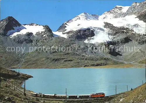 Alp Gruem Rhaetische Bahn am Lago Bianco mit Berninapass Kat. Alp Gruem