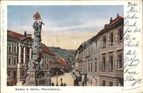 Baden Wien Marktplatz Brunnen Kat. Baden