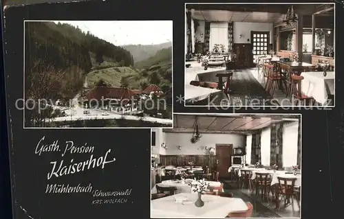 Muehlenbach Baden Gasthaus Pension Kaiserhof Gastraeume Kat. Muehlenbach