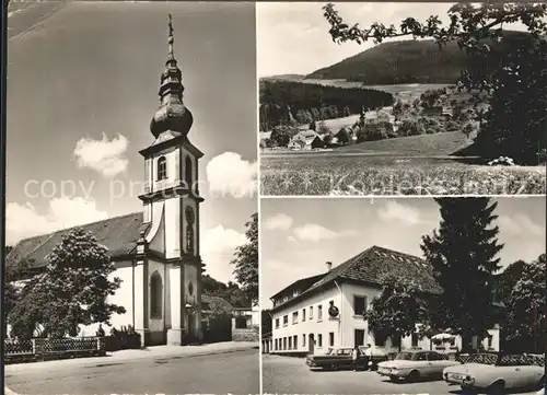 Moosbronn Kirche Panorama Gasthaus zum Strauss Kat. Gaggenau