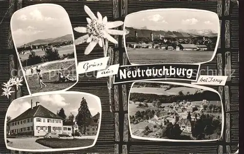 Neutrauchburg Gesamtansicht mit Alpenpanorama Schwimmbad Blume Kat. Isny im Allgaeu