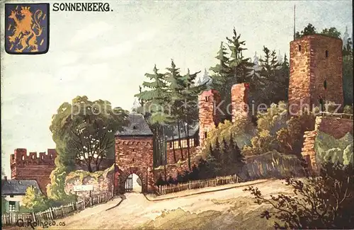 Sonnenberg Wiesbaden Burg Ruine Wappen Kuenstlerkarte Kat. Wiesbaden