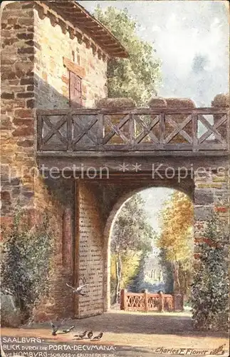 Kastell Saalburg Blick durch Porta Decumana Oilette Tucks No. 673 B Kuenstler Charles E. Flower Kat. Bad Homburg v.d. Hoehe