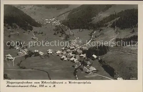 Menzenschwand Hoehenluftkurort Wintersportplatz Schwarzwald Fliegeraufnahme Kat. St. Blasien