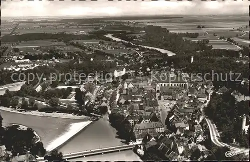 Landsberg Lech Lech Wehr Altstadt Hauptplatz Kirche Turm Festung Fliegeraufnahme Kat. Landsberg am Lech