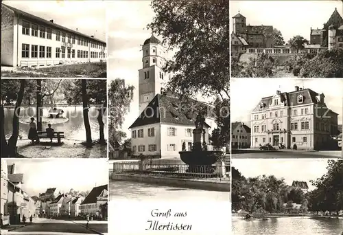 Illertissen Teilansichten Kirche Brunnen Schwanenteich Strassenpartie Kat. Illertissen