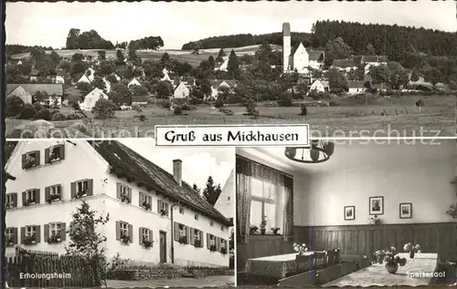 Mickhausen Ortsansicht mit Kirche Erholungsheim Speisesaal Kat. Mickhausen