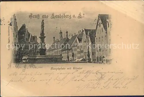 Landsberg Lech Hauptplatz mit Kloster Brunnen Kat. Landsberg am Lech