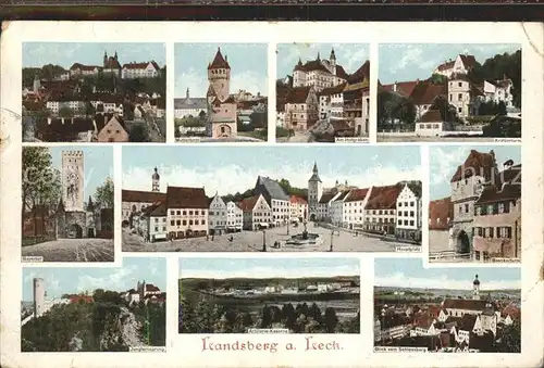 Landsberg Lech Mutterturm Hofgraben Turm Hauptplatz Marienbrunnen Bayertor Jungfernsprung Kaserne Schlossberg Kat. Landsberg am Lech