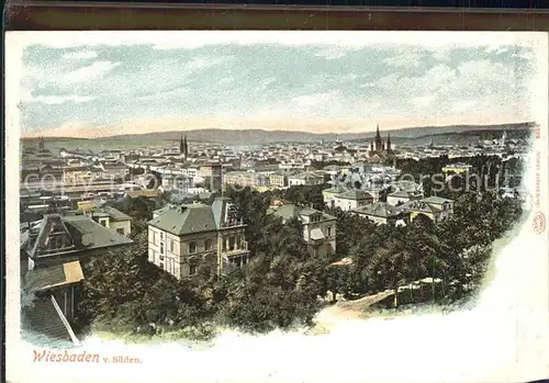 Wiesbaden Stadtbild von Sueden gesehen Kat. Wiesbaden