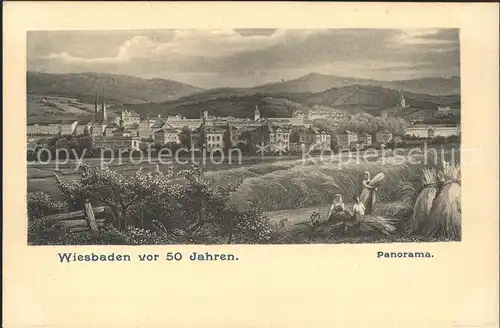 Wiesbaden vor 50 Jahren Panorama Feldarbeit Kat. Wiesbaden