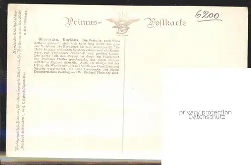 Wiesbaden Kurhaus Serie Deutsche Staedtebilder Primus Postkarte nach Original oelgemaelde Kat. Wiesbaden