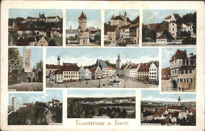 Landsberg Lech Tuerme der Stadt Hofgraben Artillerie Kaserne Hauptplatz