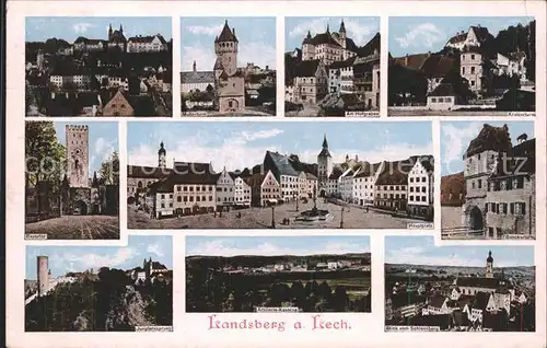 Landsberg Lech Tuerme der Stadt Tor Hauptplatz Jungfernsprung Artillerie Kaserne Hofgraben Schloss Kat. Landsberg am Lech