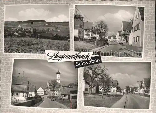 Langenneufnach Ortsansicht mit Kirche Strassenpartie Kat. Langenneufnach