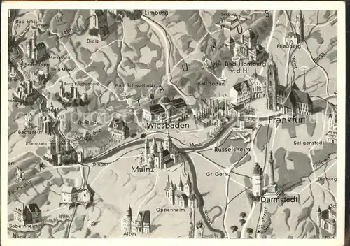 Wiesbaden und Umgebung Nr 9a Serie Das schoene Deutschland Deutsche Bildkarte Rhein Main Taunus Kat. Wiesbaden