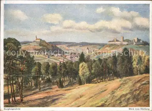 Burglengenfeld Panorama Blick vom Huetberg Kuenstlerkarte Josef Koch Kat. Burglengenfeld