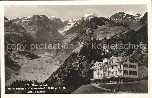 Braunwald GL Hotel Pension Niederschlacht mit Toedikette Kat. Braunwald