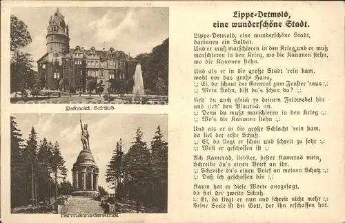 Detmold Schloss Hermannsdenkmal Gedicht Kat. Detmold