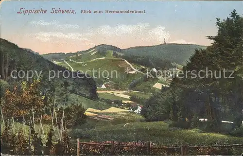 Detmold Panorama Lippische Schweiz mit Hermannsdenkmal Kat. Detmold