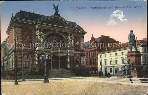 Duesseldorf Kunsthalle mit Bismarckdenkmal Statue Kat. Duesseldorf