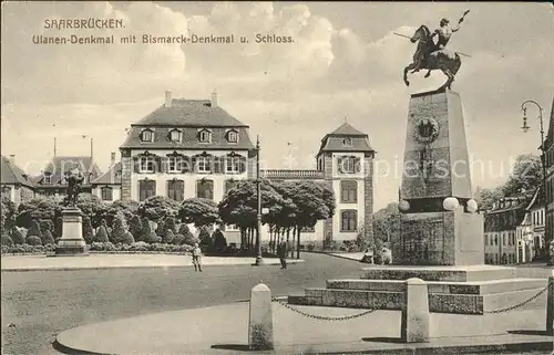 Saarbruecken Ulanendenkmal Bismarckdenkmal und Schloss Kat. Saarbruecken