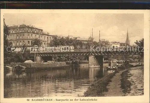 Saarbruecken Saarpartie an der Luisenbruecke Kahn Kat. Saarbruecken