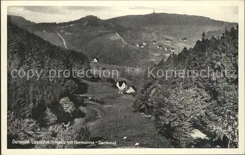 Detmold Panorama Lippische Schweiz mit Hermannsdenkmal Teutoburger Wald Kat. Detmold
