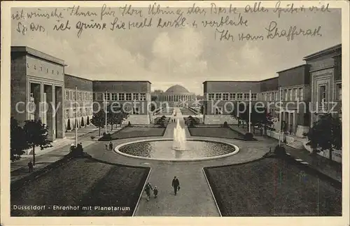 Duesseldorf Ehrenhof mit Planetarium Fontaene Kat. Duesseldorf