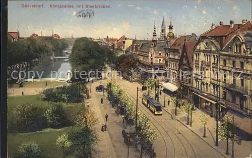 Duesseldorf Koenigsallee mit Stadtgraben Strassenbahn Kat. Duesseldorf