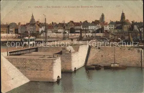 Calais Vue generale Ecluses des Bassins des Chasses Kat. Calais