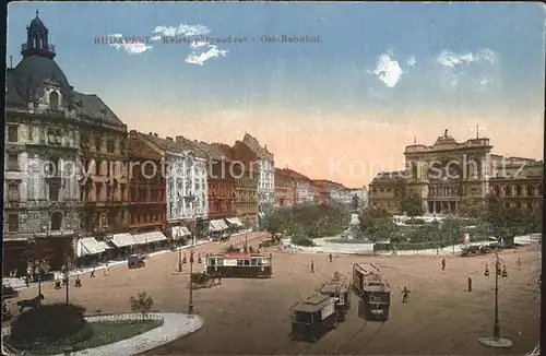 Budapest Ostbahnhof Platz Denkmal Strassenbahn Kat. Budapest