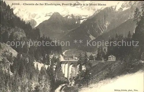 Chamonix Chemin de Fer electrique Viaduc et Pont Sainte Marie Kat. Chamonix Mont Blanc