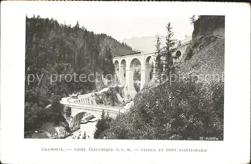 Chamonix Ligne electrique Viaduc et Pont Sainte Marie Kat. Chamonix Mont Blanc