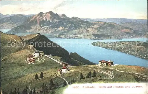 Rigi Kulm Panorama Blick auf Pilatus und Luzern See Kat. Rigi Kulm