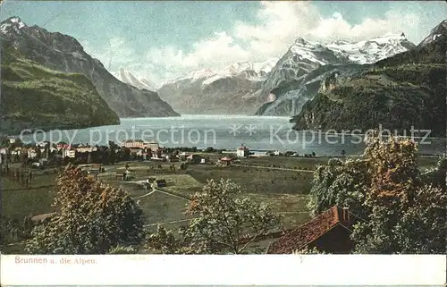 Brunnen SZ Vierwaldstaettersee und die Alpen Kat. Brunnen