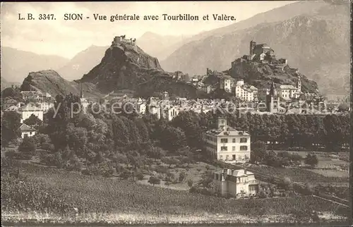 Sion VS Vue generale avec Chateau Tourbillon et Valere Kat. Sion
