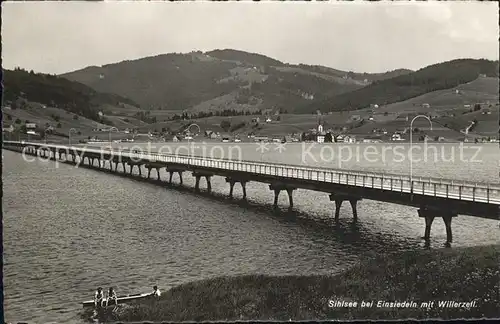 Einsiedeln SZ Sihlsee Bruecke mit Willerzell / Einsiedeln /Bz. Einsiedeln