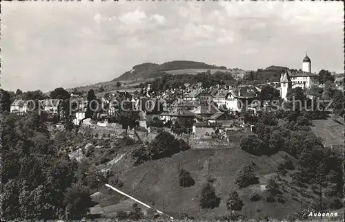 Aubonne VD Ortsansicht mit Kirche und Schloss Kat. Aubonne