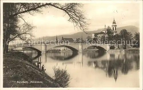 Solothurn Roetibruecke Uferpartie an der Aare Kat. Solothurn