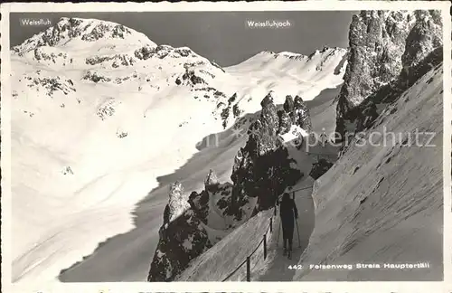 Davos GR Felsenweg Strela Hauptertaeli Bergwandern Weissfluhjoch Plessur Alpen Kat. Davos