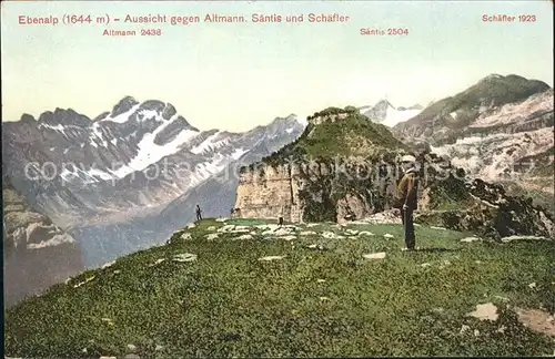 Ebenalp Aussicht gegen Altmann Saentis und Schaefler Appenzeller Alpen Kat. Ebenalp