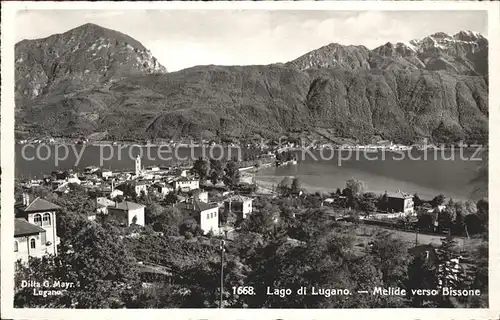 Melide verso Bissone Lago di Lugano Luganersee Kat. Melide