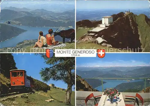Monte Generoso Monte Rosa Wandern Berghotel Bergbahn Luganersee Alpenpanorama Wappen Kat. Monte Generoso